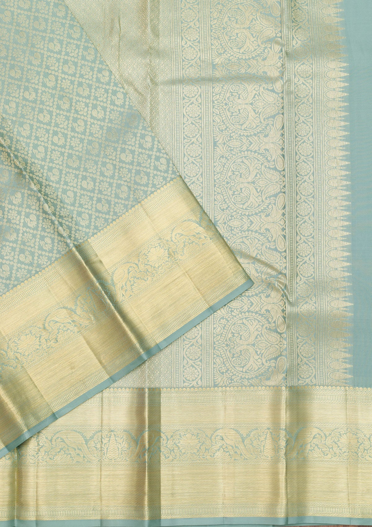 Pista Green Zariwork Pure Silk Saree-Koskii