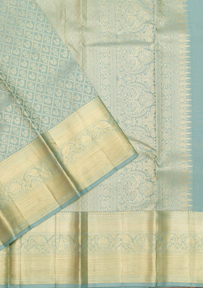 Pista Green Zariwork Pure Silk Saree-Koskii