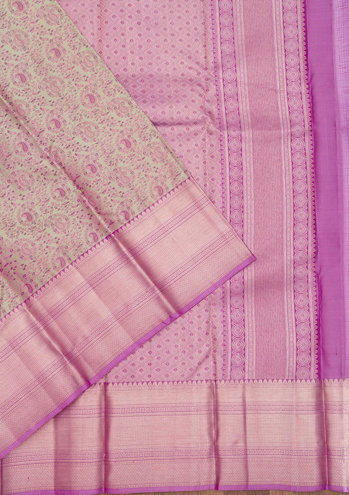 Pista Green Zariwork Pure Silk Saree-Koskii