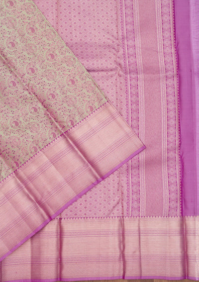 Pista Green Zariwork Pure Silk Saree-Koskii