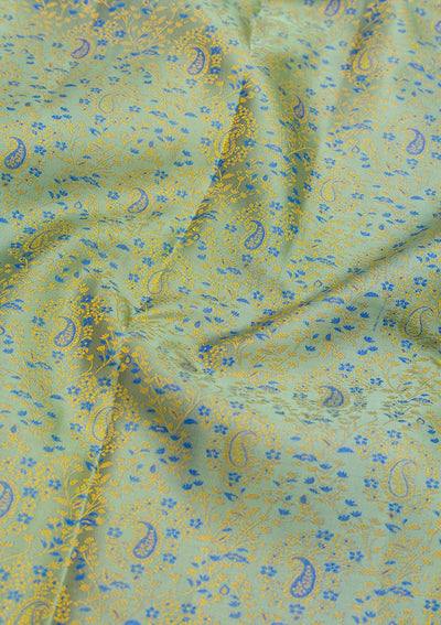 Pista Green Zariwork Pure Silk Saree-Koskii