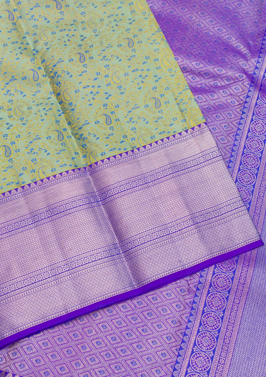 Pista Green Zariwork Pure Silk Saree-Koskii