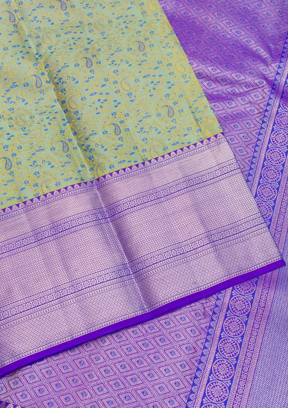 Pista Green Zariwork Pure Silk Saree-Koskii