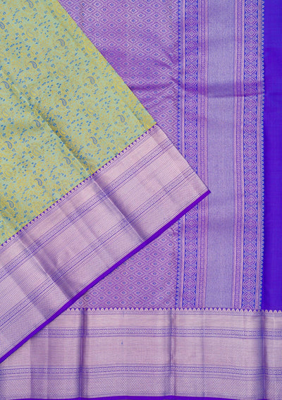 Pista Green Zariwork Pure Silk Saree-Koskii
