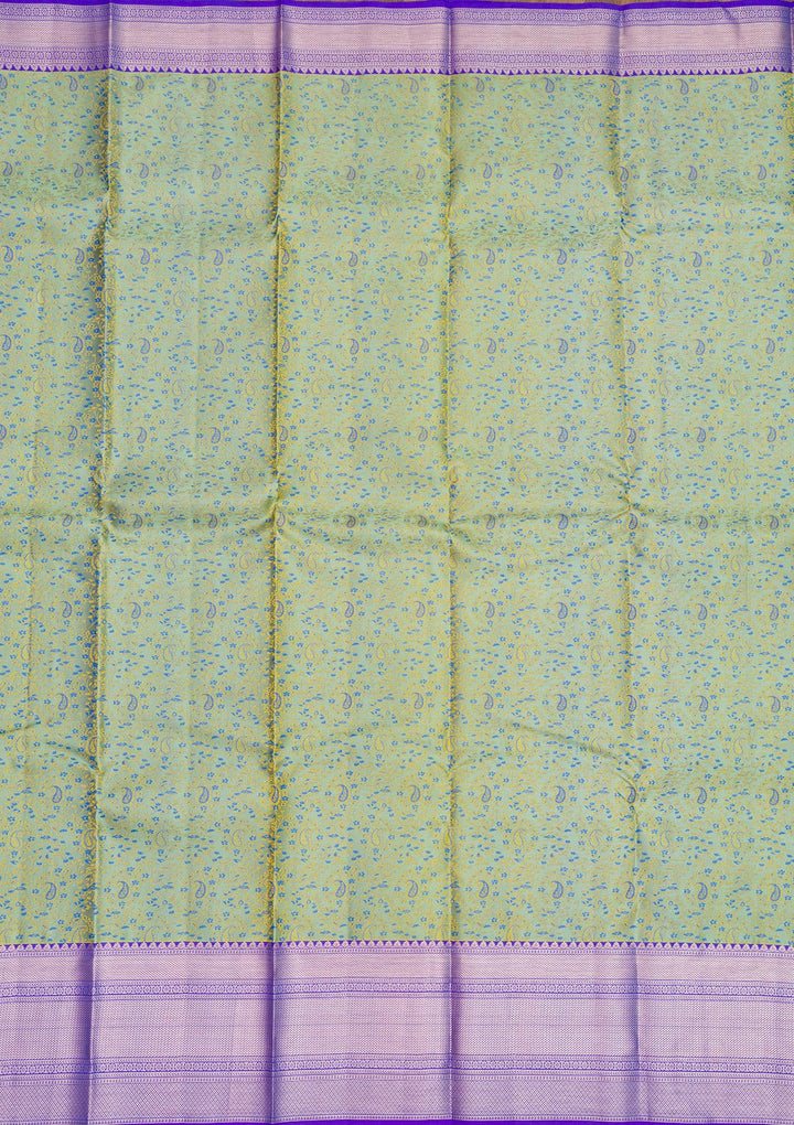 Pista Green Zariwork Pure Silk Saree-Koskii