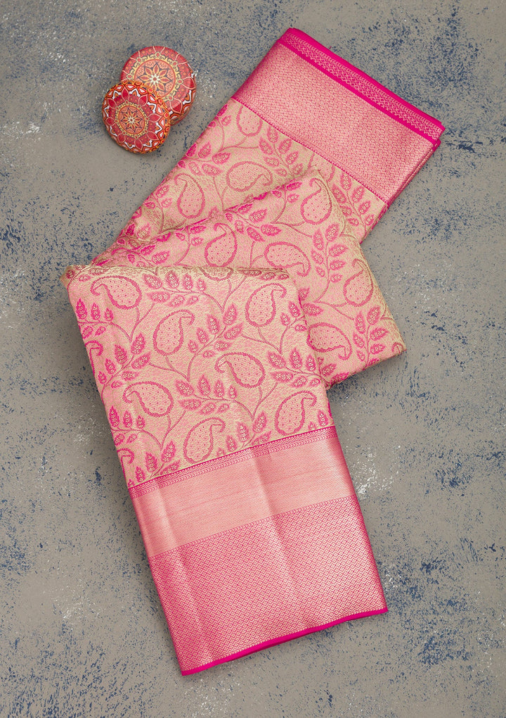 Pista Green Zariwork Pure Silk Saree-Koskii