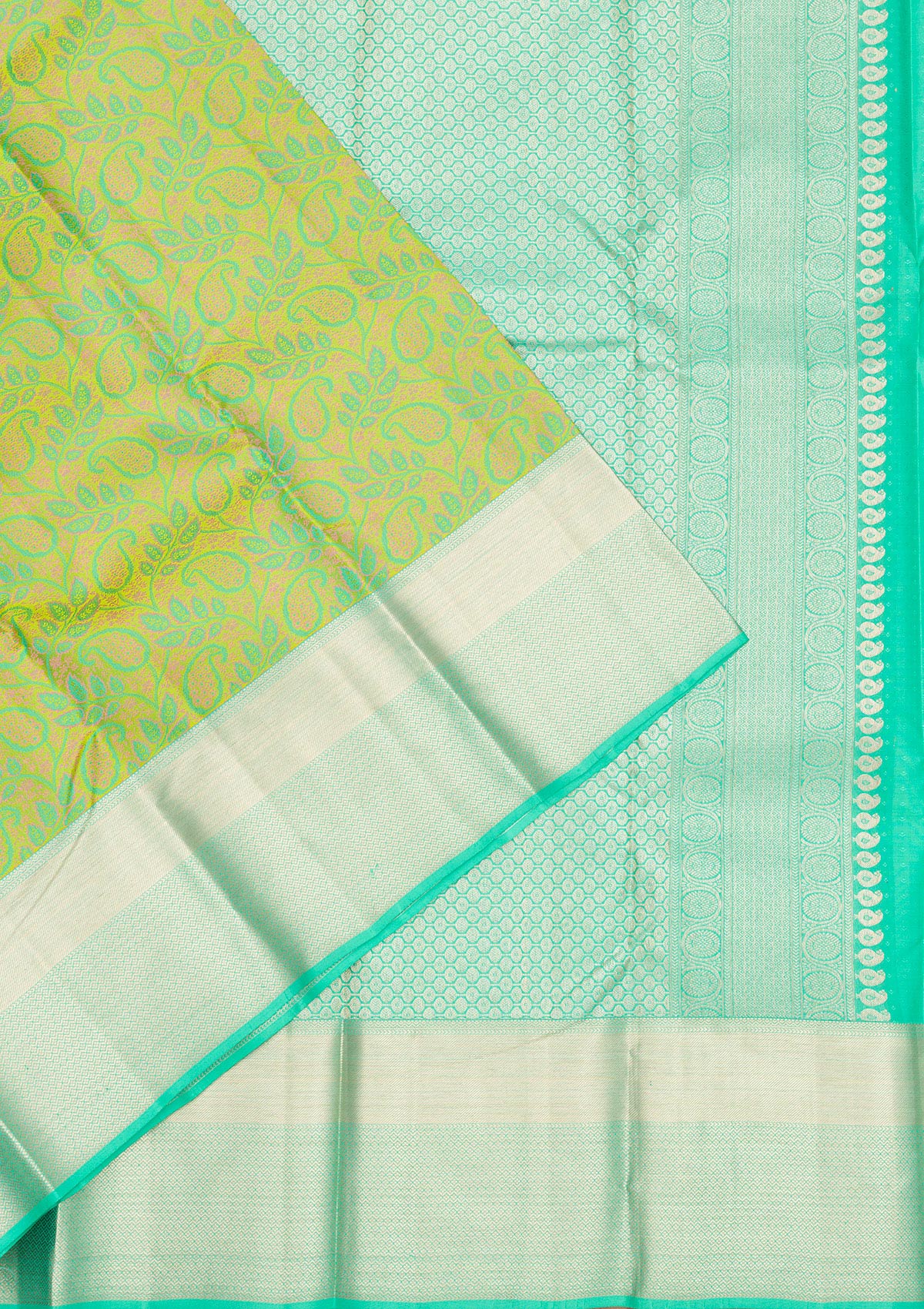 Pista Green Zariwork Pure Silk Saree-Koskii