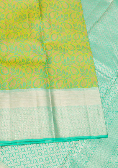 Pista Green Zariwork Pure Silk Saree-Koskii