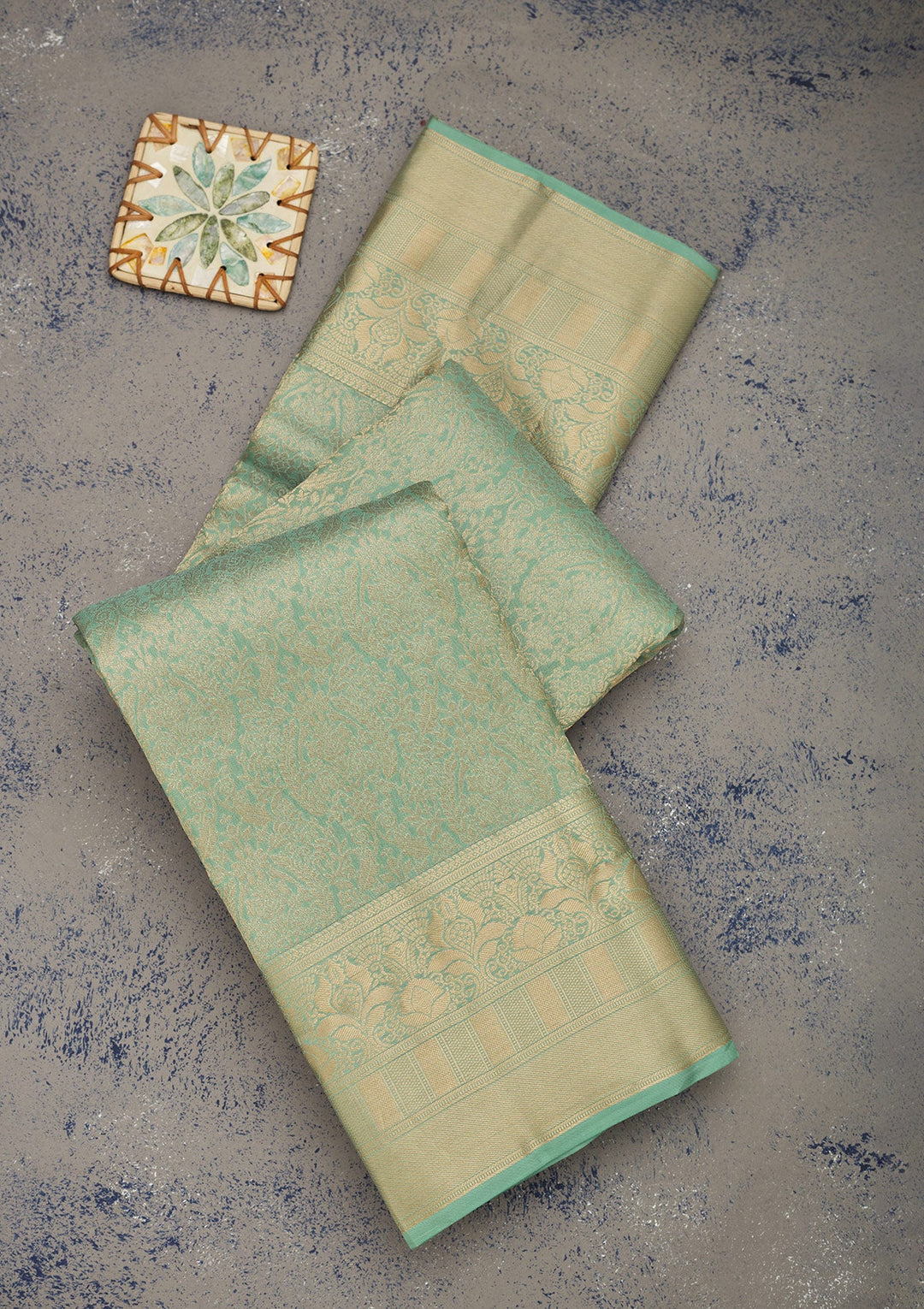 Pista Green Zariwork Pure Silk Saree-Koskii