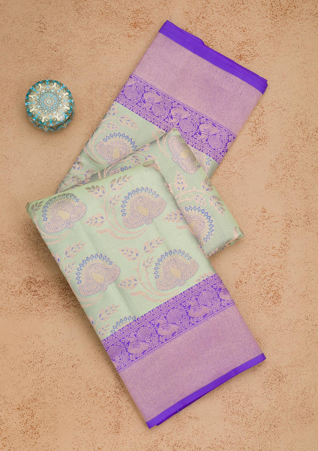 Pista Green Zariwork Pure Silk Saree-Koskii