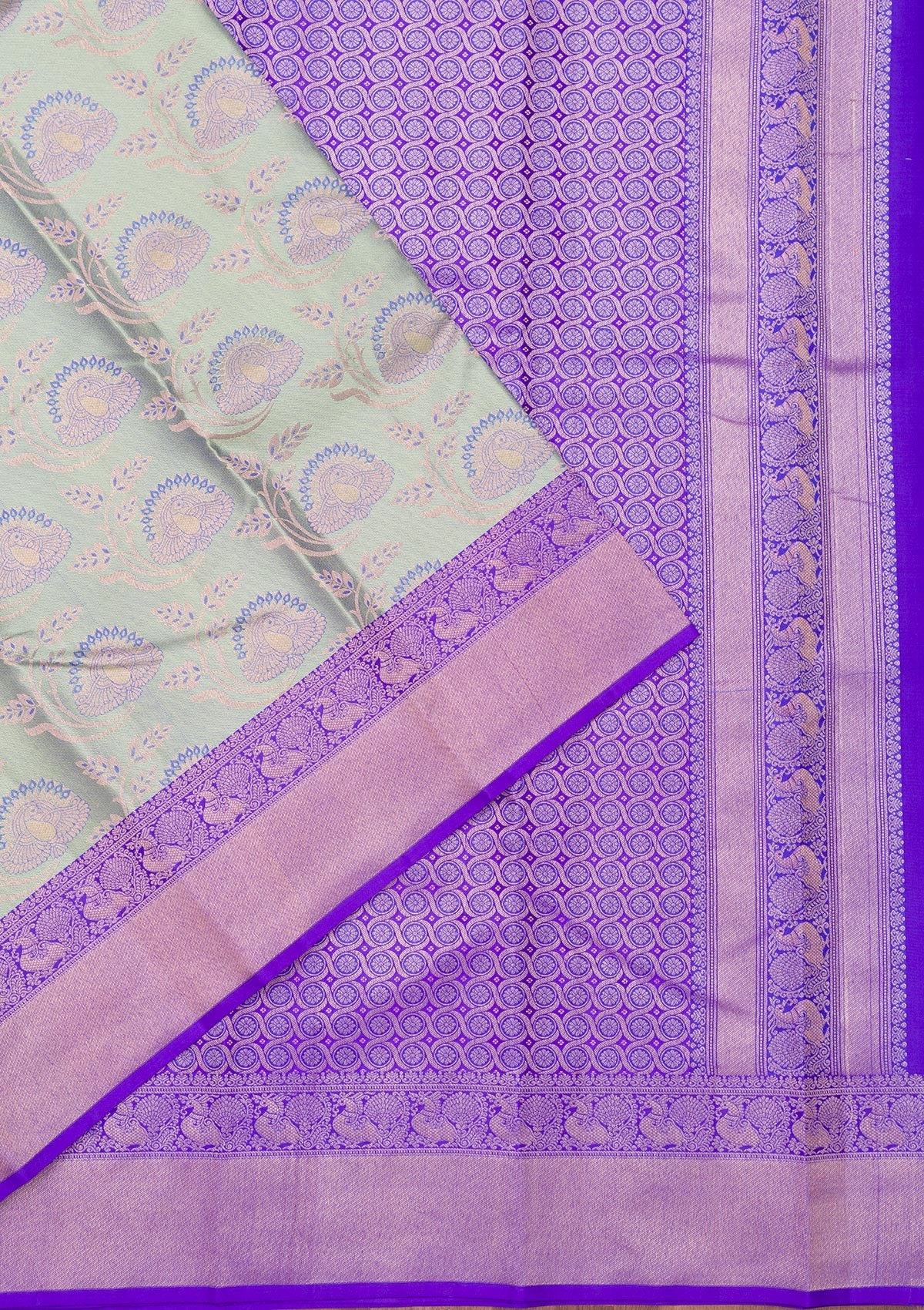 Pista Green Zariwork Pure Silk Saree-Koskii