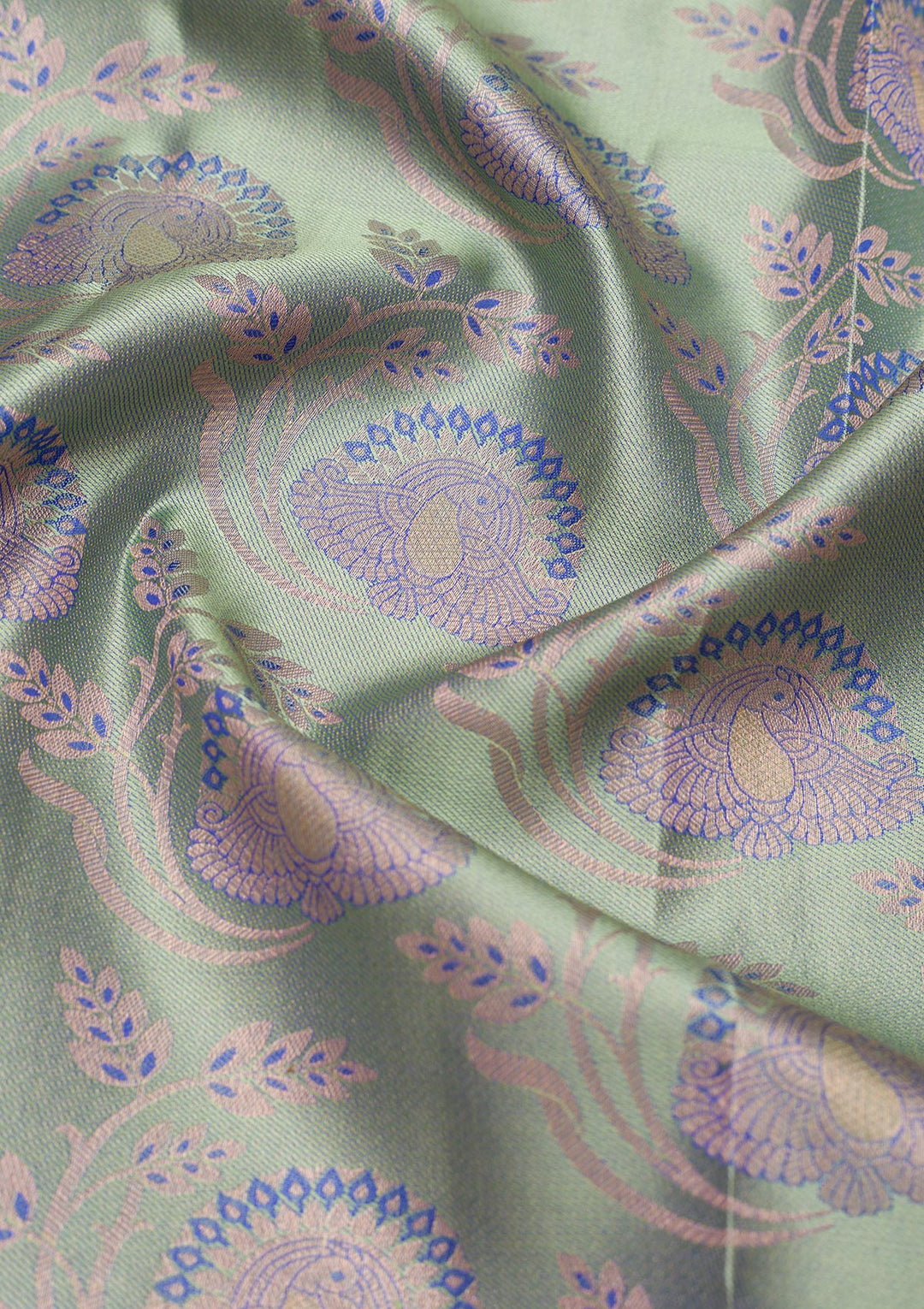 Pista Green Zariwork Pure Silk Saree-Koskii