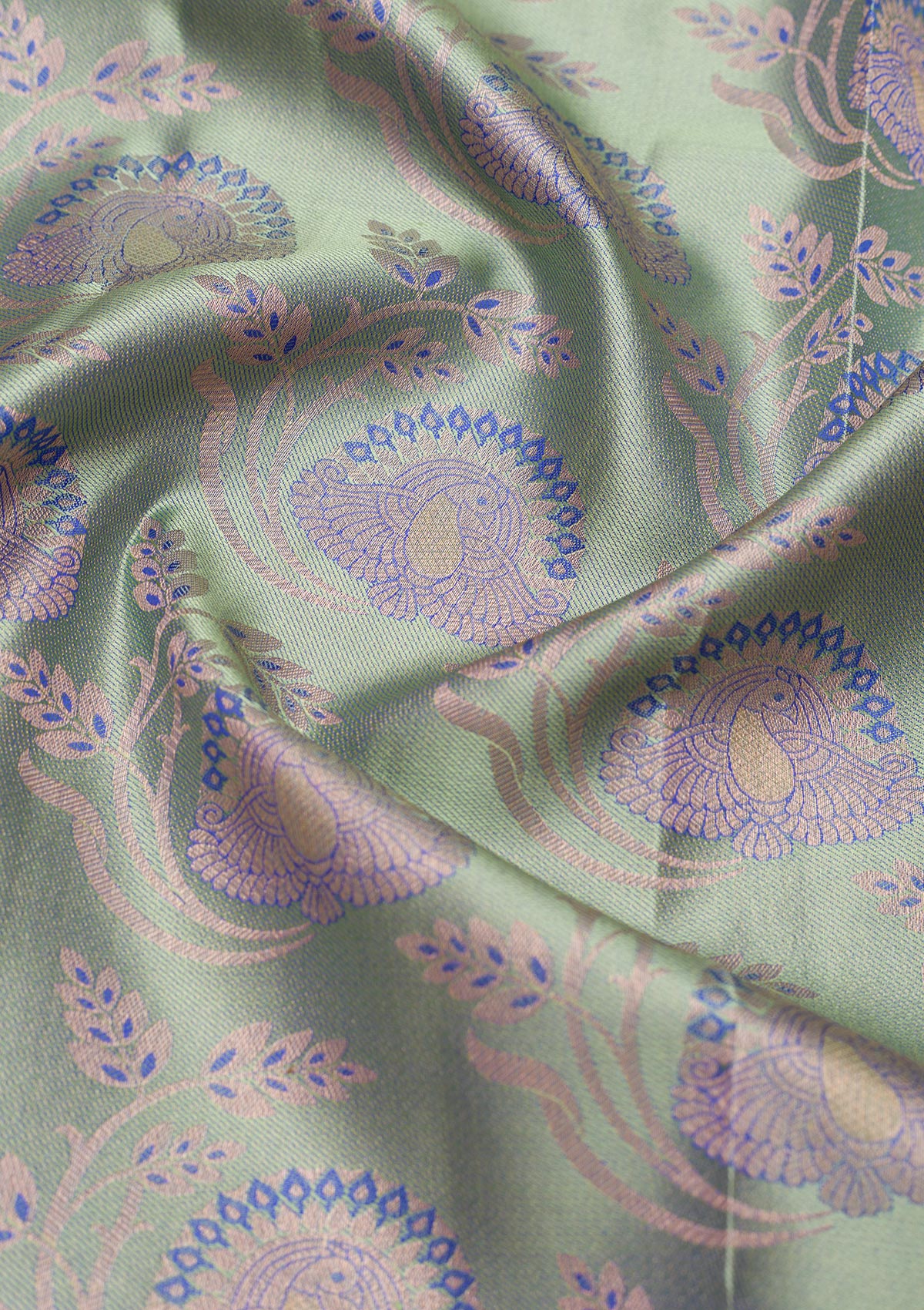 Pista Green Zariwork Pure Silk Saree-Koskii