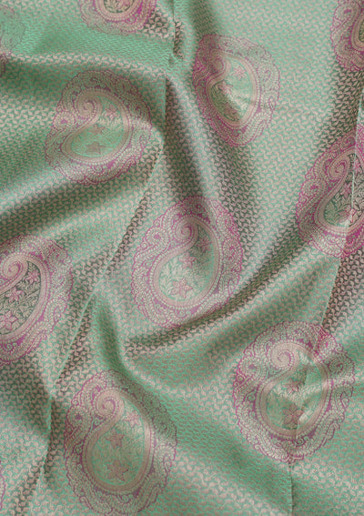 Pista Green Zariwork Pure Silk Saree-Koskii