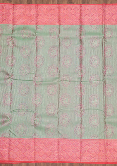 Pista Green Zariwork Pure Silk Saree-Koskii
