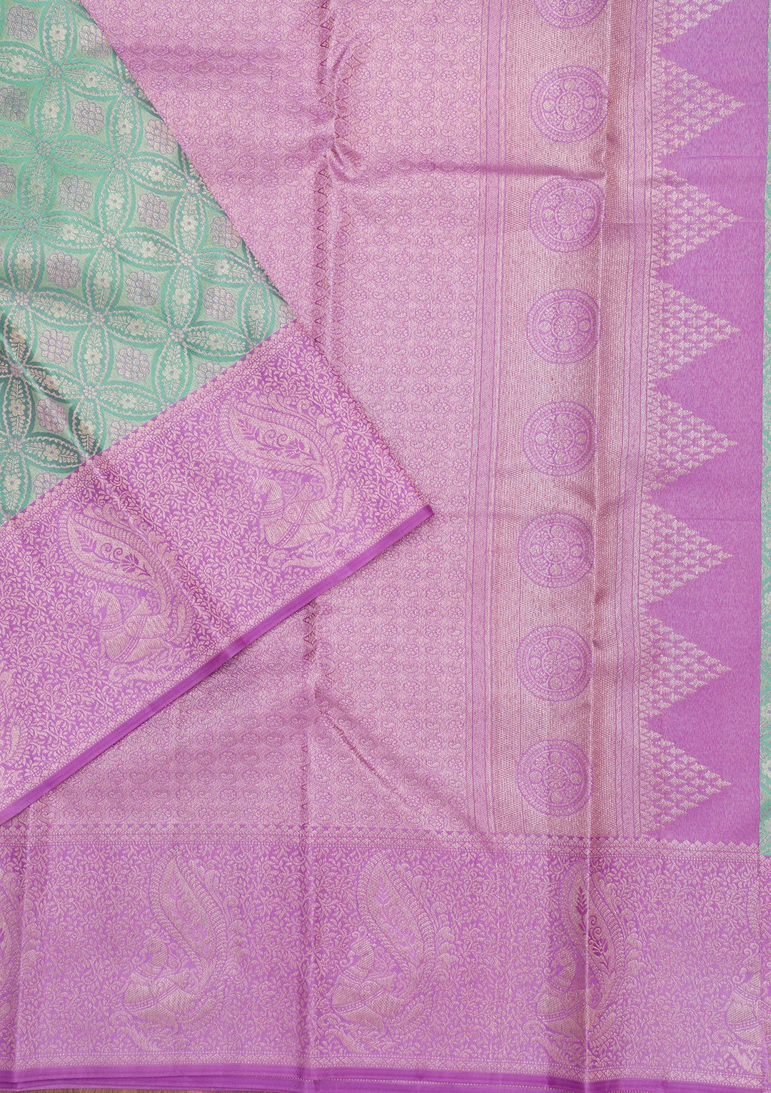 Pista Green Zariwork Pure Silk Saree-Koskii