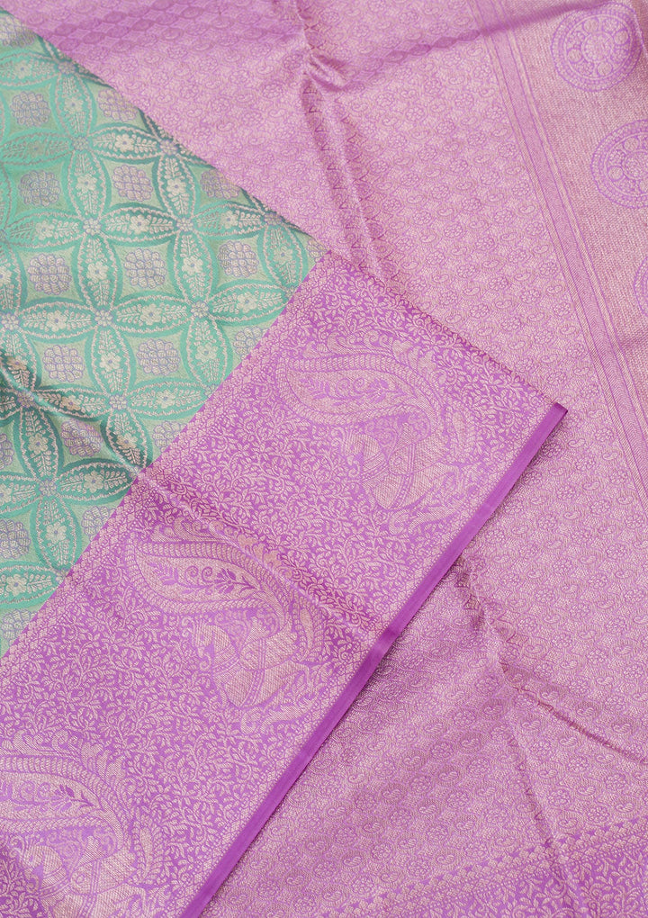 Pista Green Zariwork Pure Silk Saree-Koskii
