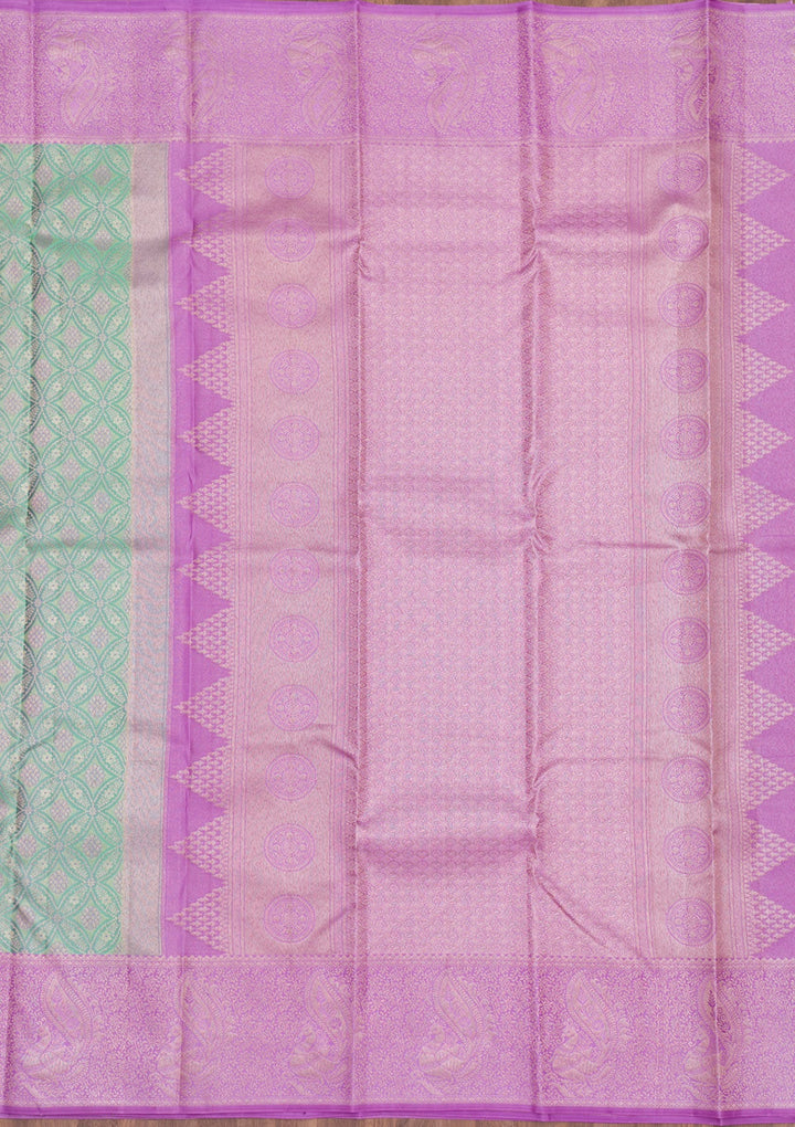 Pista Green Zariwork Pure Silk Saree-Koskii