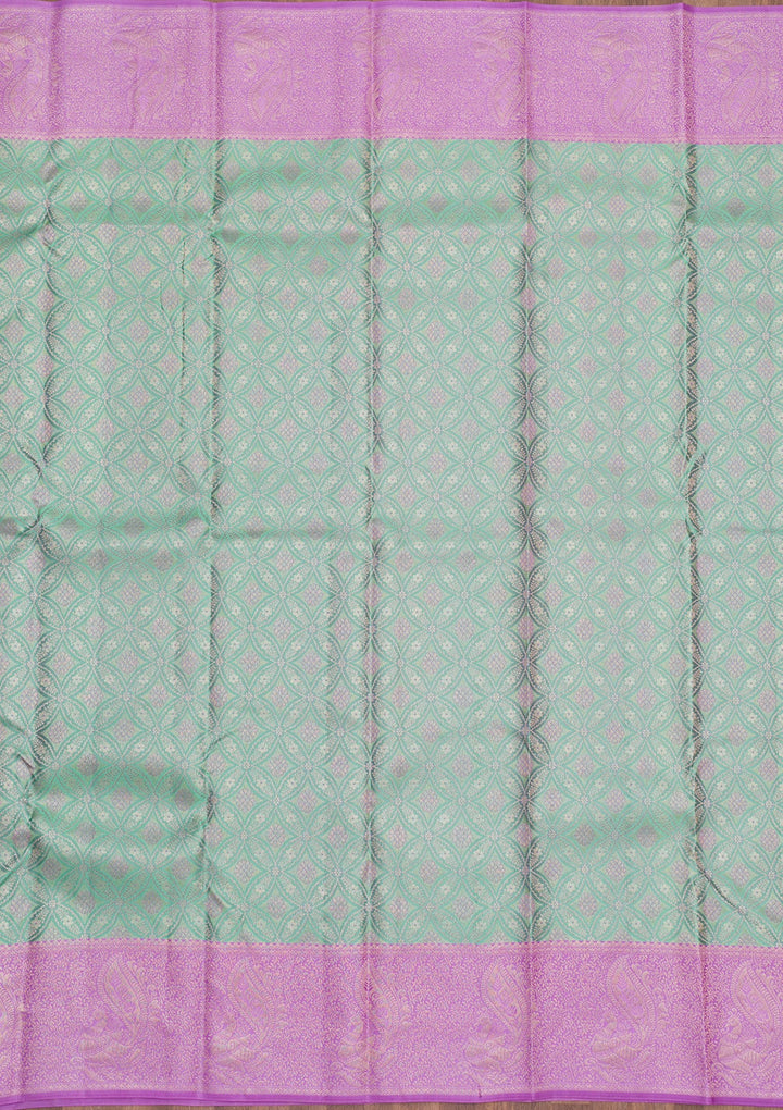 Pista Green Zariwork Pure Silk Saree-Koskii