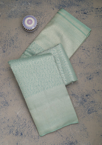 Pista Green Zariwork Pure Silk Saree-Koskii