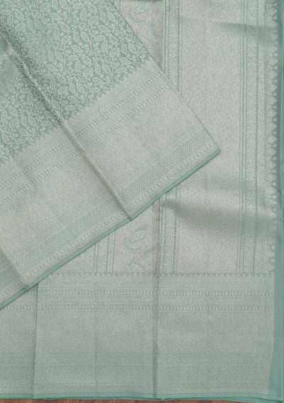 Pista Green Zariwork Pure Silk Saree-Koskii