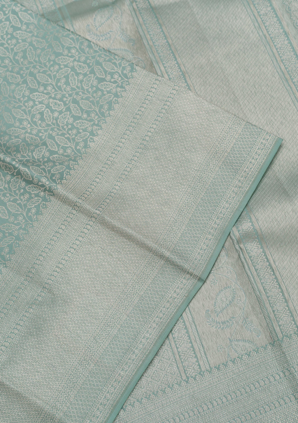 Pista Green Zariwork Pure Silk Saree-Koskii