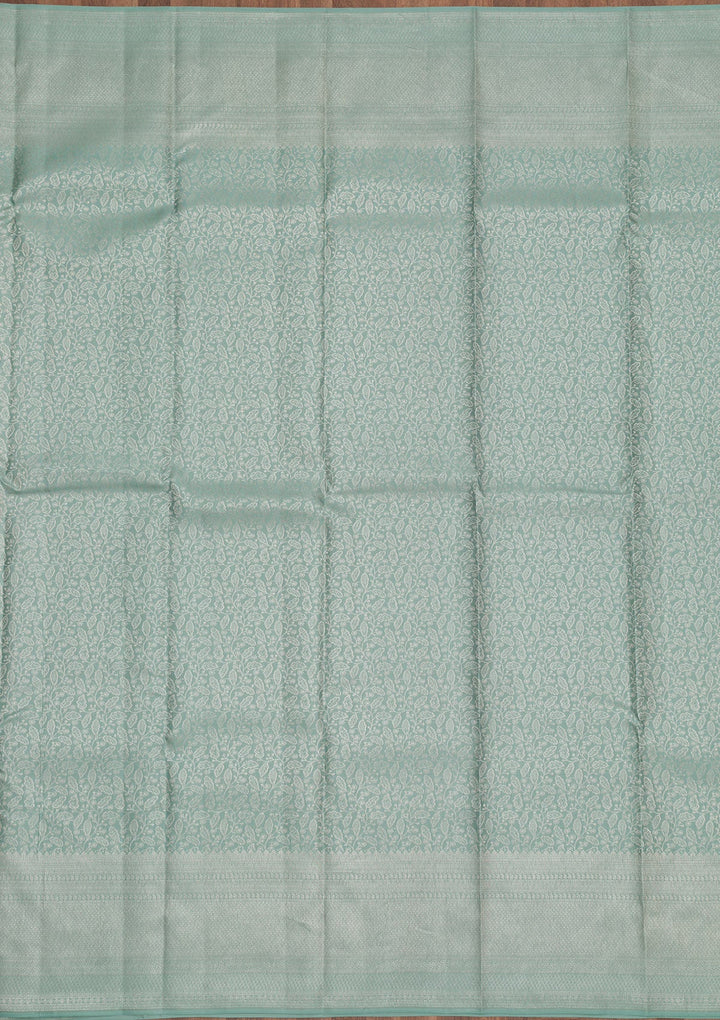 Pista Green Zariwork Pure Silk Saree-Koskii