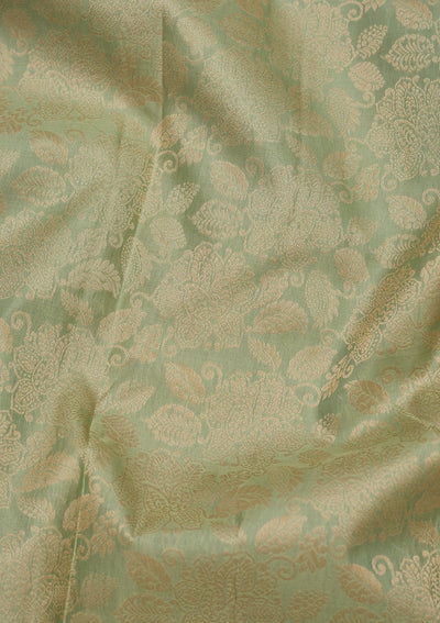 Pista Green Zariwork Pure Silk Saree-Koskii