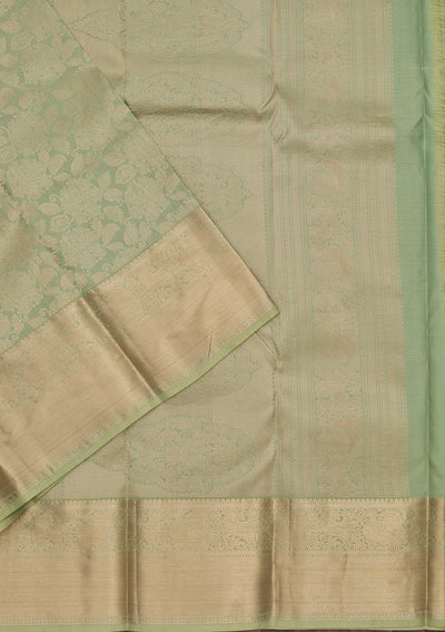 Pista Green Zariwork Pure Silk Saree-Koskii