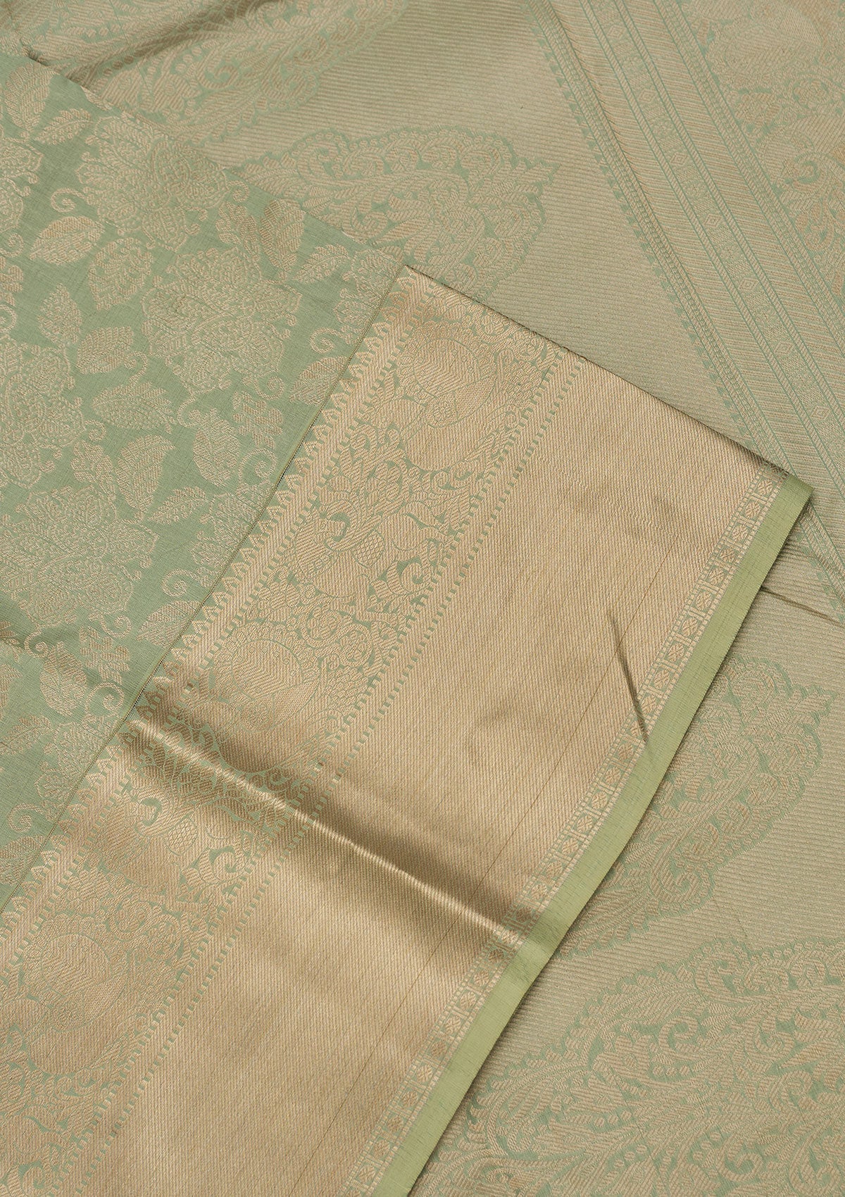 Pista Green Zariwork Pure Silk Saree-Koskii
