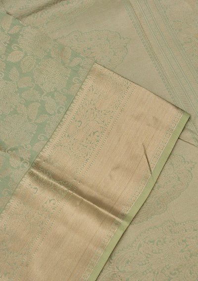 Pista Green Zariwork Pure Silk Saree-Koskii