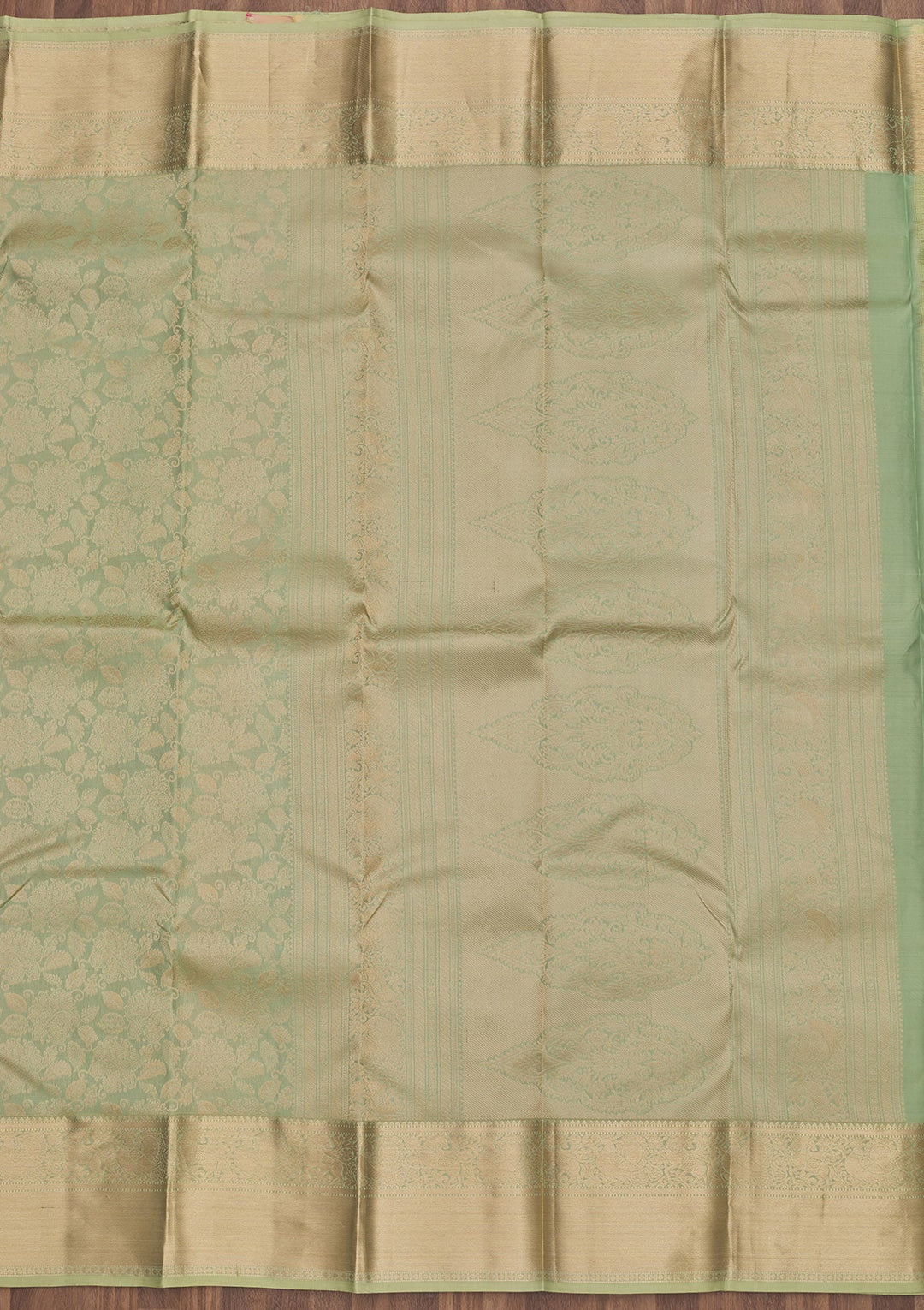 Pista Green Zariwork Pure Silk Saree-Koskii