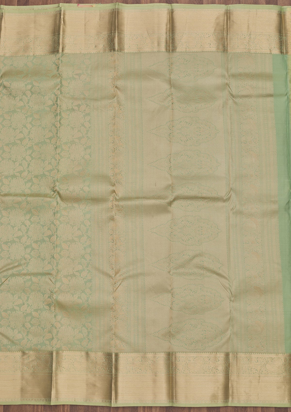 Pista Green Zariwork Pure Silk Saree-Koskii