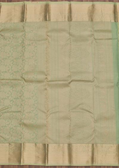 Pista Green Zariwork Pure Silk Saree-Koskii