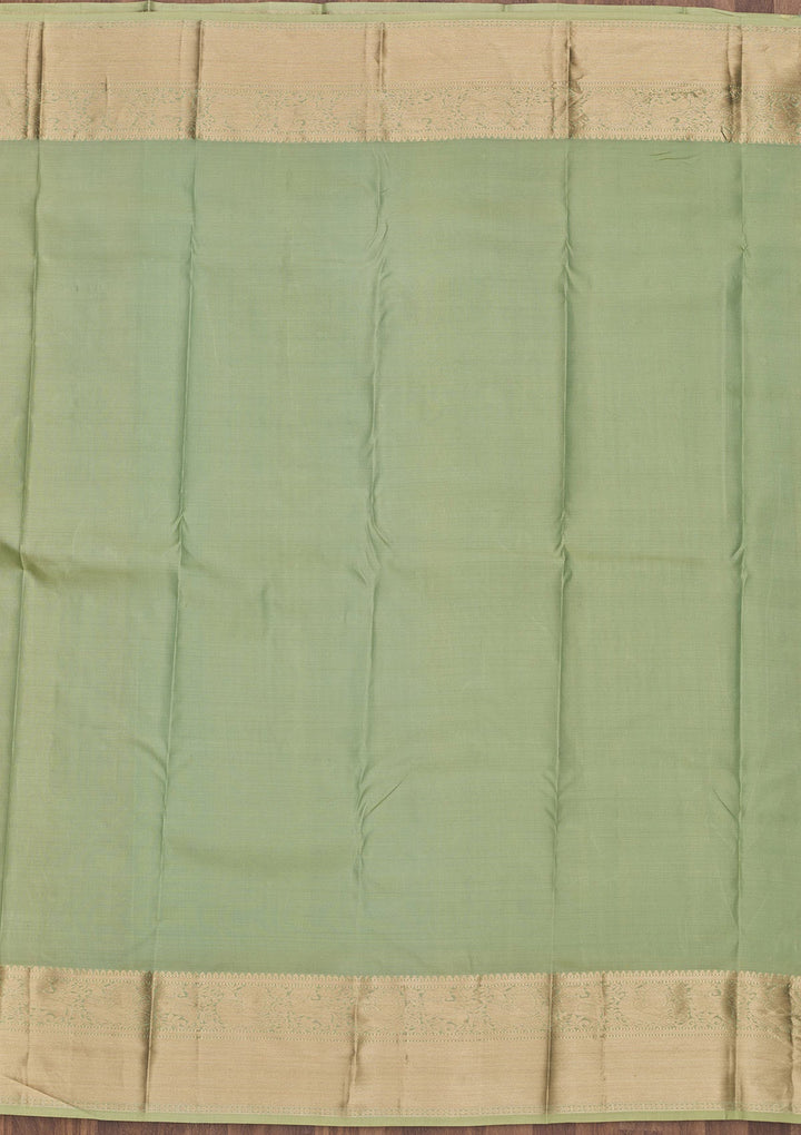 Pista Green Zariwork Pure Silk Saree-Koskii