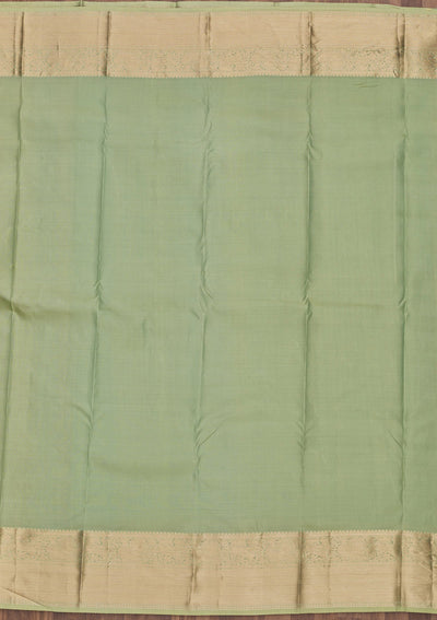 Pista Green Zariwork Pure Silk Saree-Koskii
