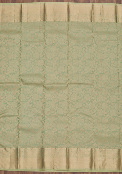 Pista Green Zariwork Pure Silk Saree-Koskii