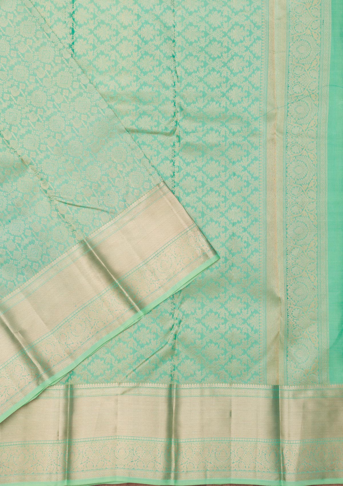 Pista Green Zariwork Pure Silk Saree-Koskii
