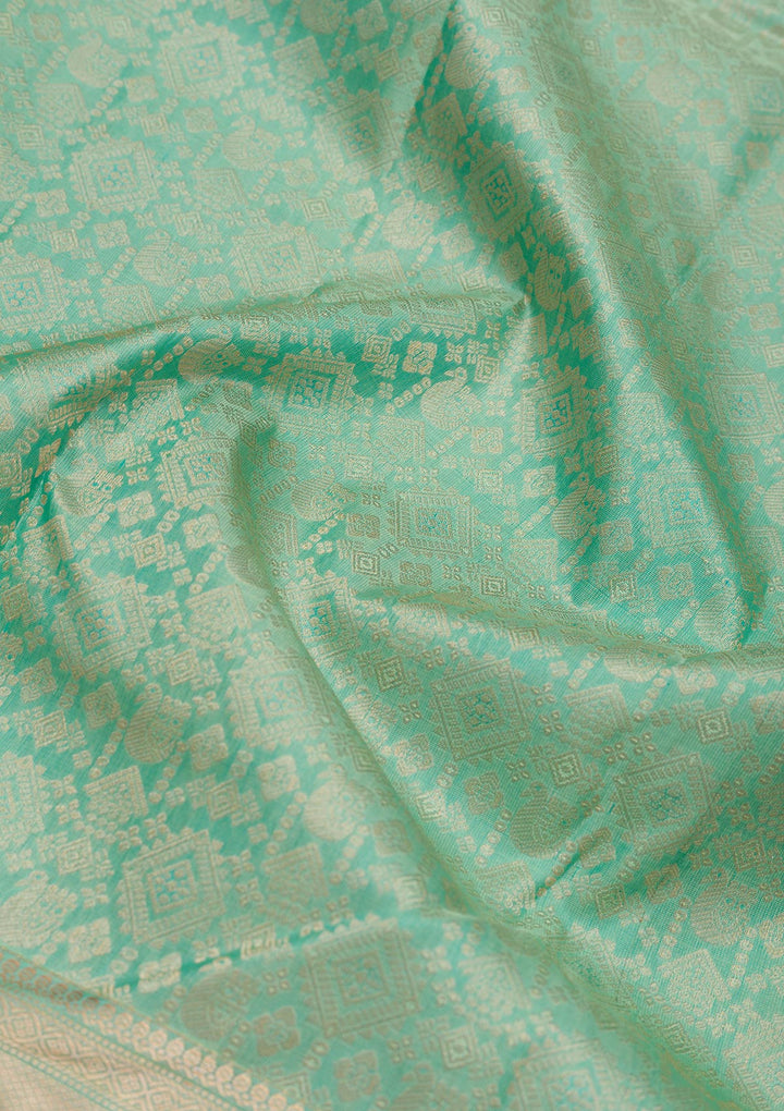 Pista Green Zariwork Pure Silk Saree-Koskii