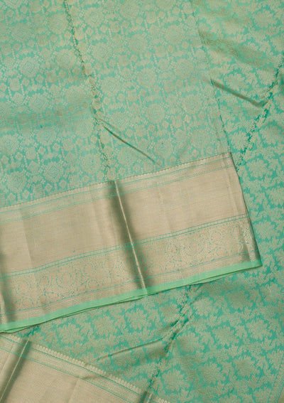 Pista Green Zariwork Pure Silk Saree-Koskii