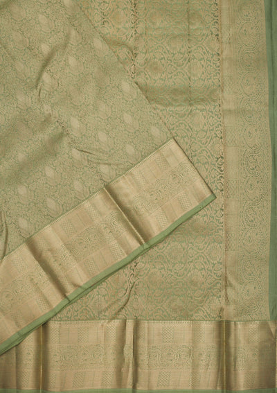 Pista Green Zariwork Pure Silk Saree-Koskii