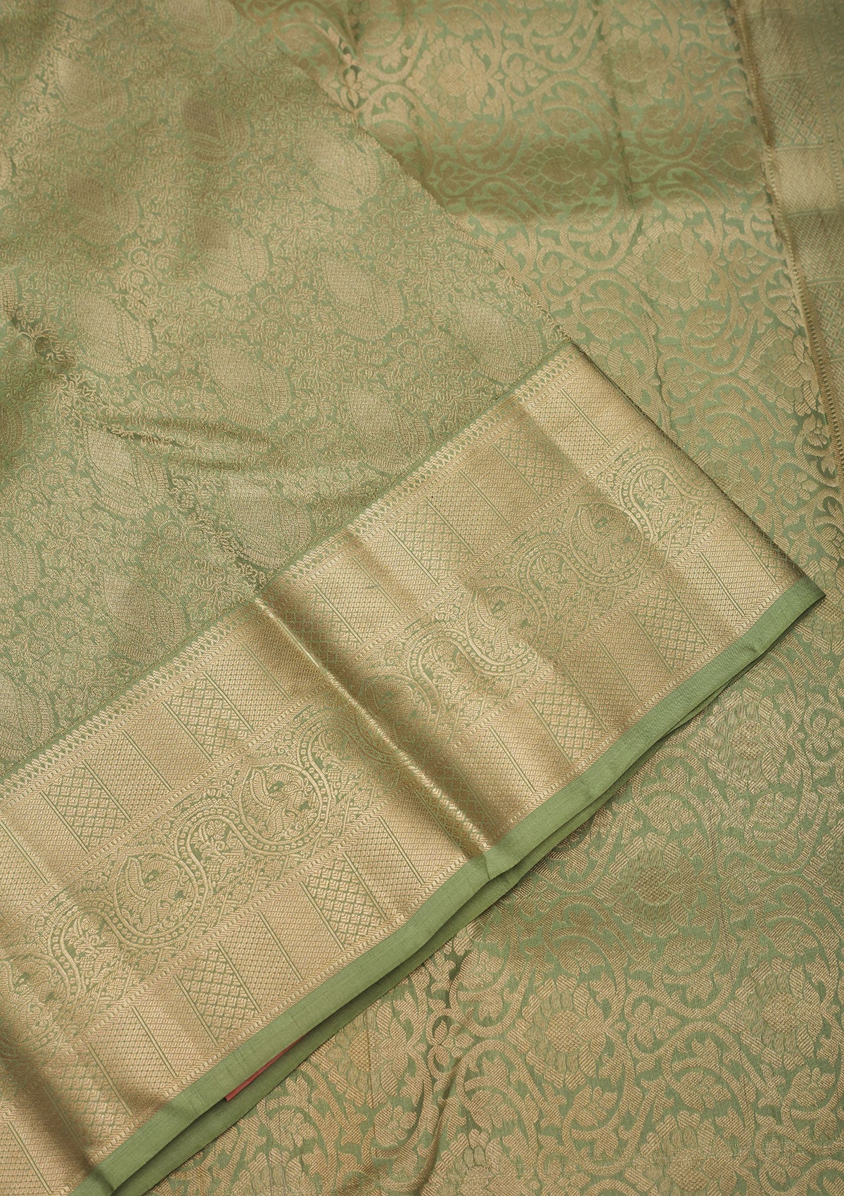 Pista Green Zariwork Pure Silk Saree-Koskii