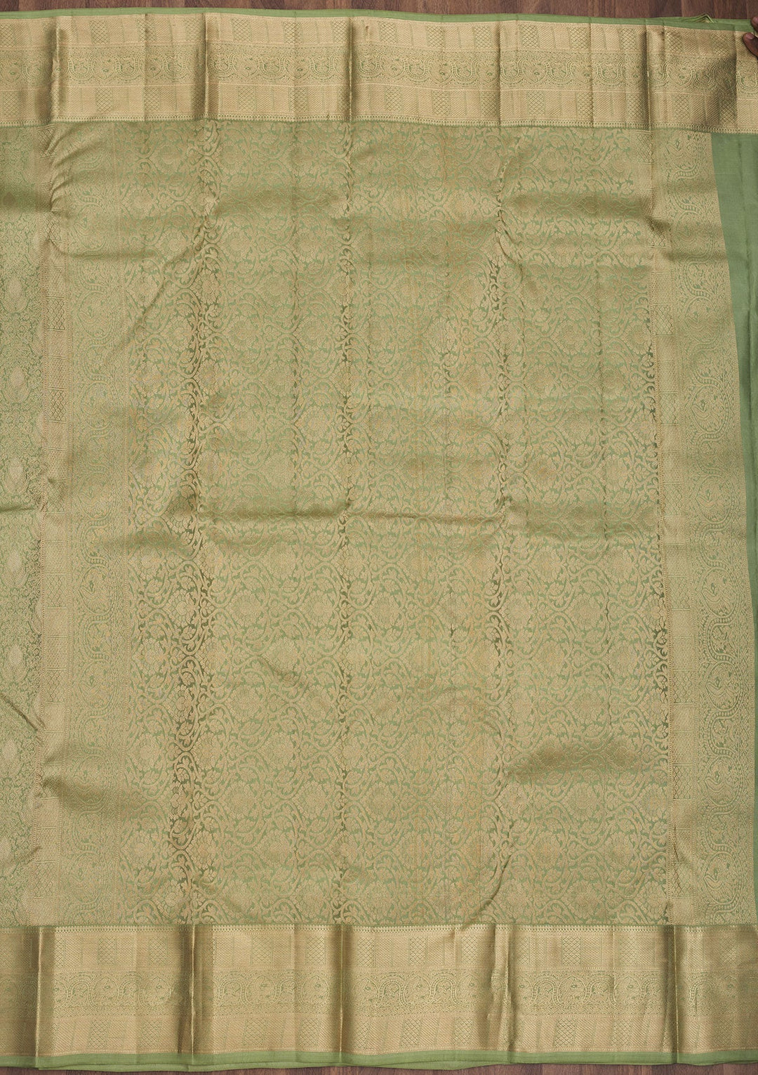 Pista Green Zariwork Pure Silk Saree-Koskii