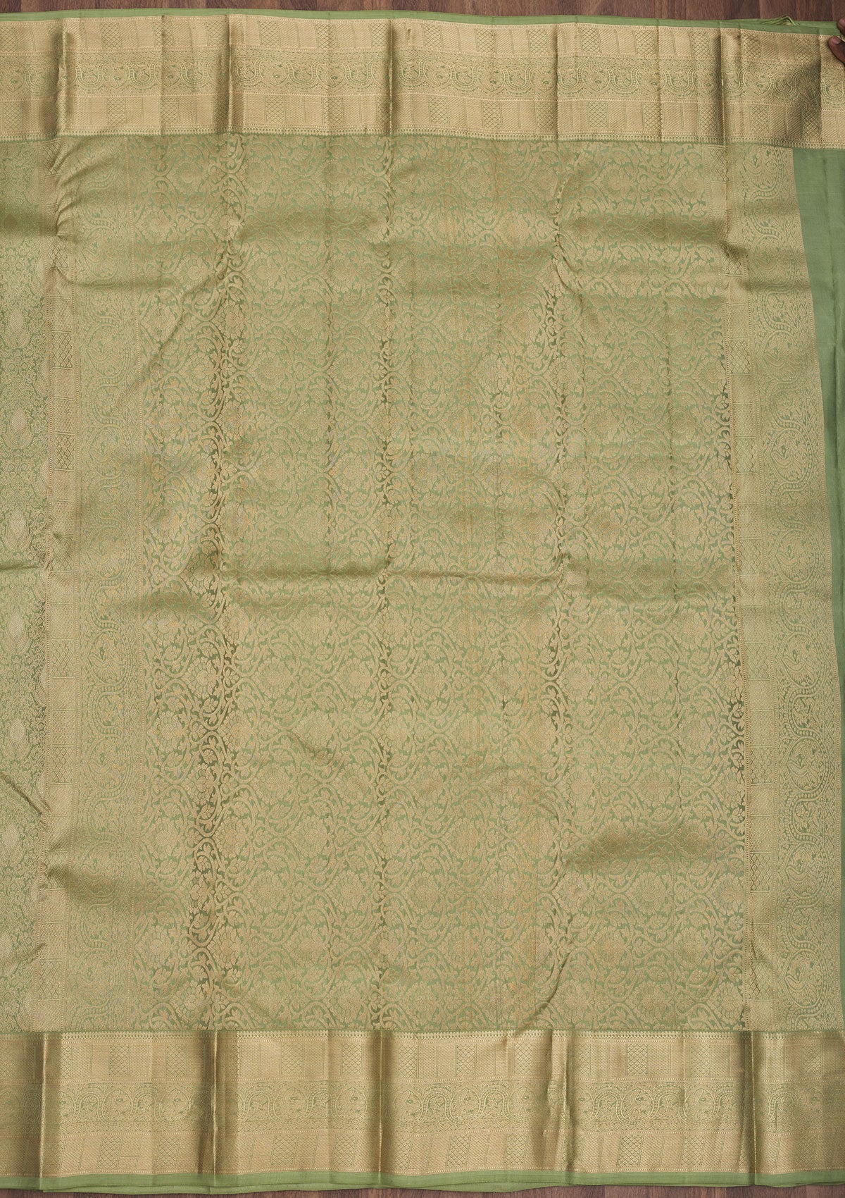 Pista Green Zariwork Pure Silk Saree-Koskii