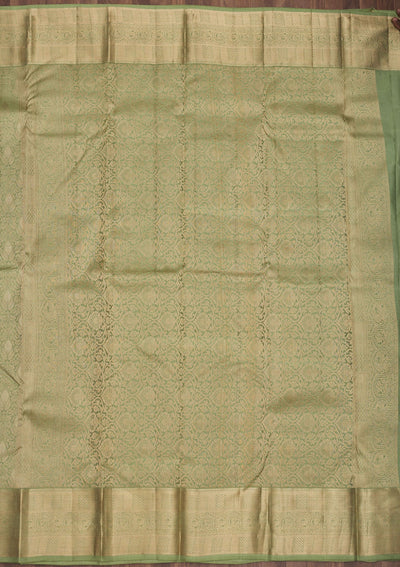 Pista Green Zariwork Pure Silk Saree-Koskii