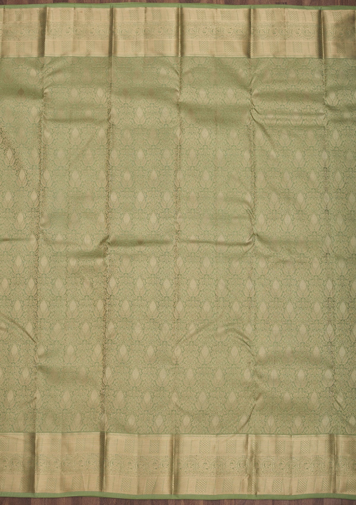 Pista Green Zariwork Pure Silk Saree-Koskii