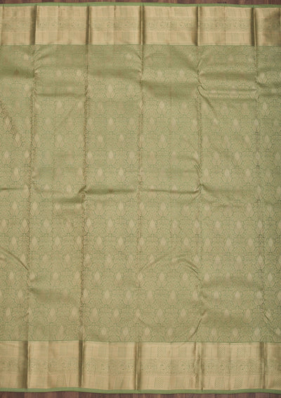 Pista Green Zariwork Pure Silk Saree-Koskii