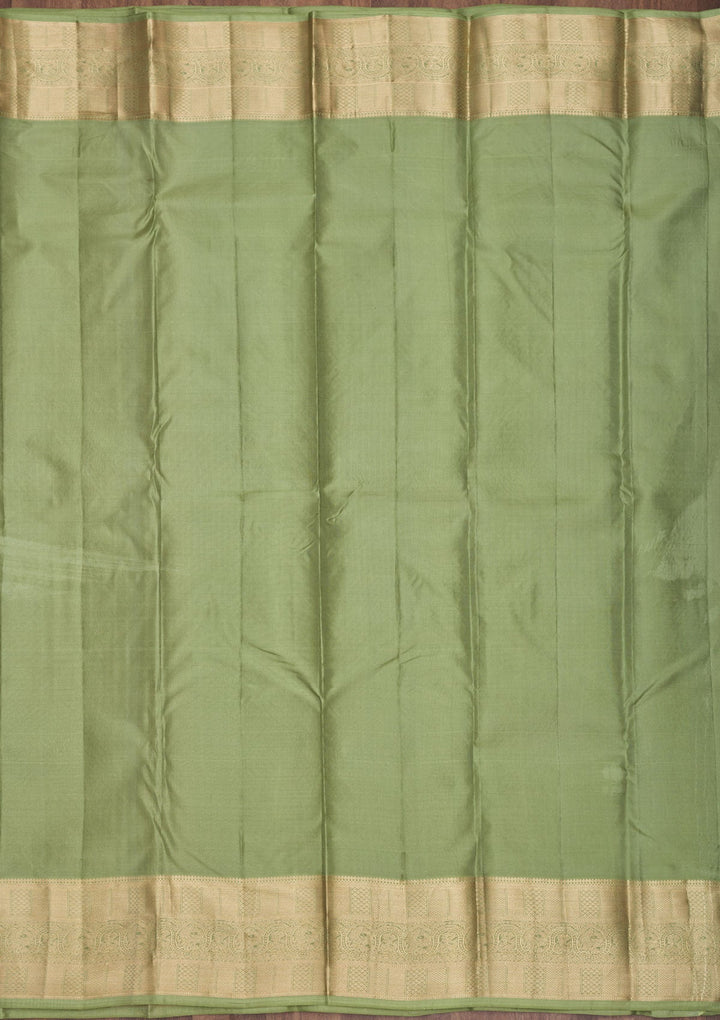 Pista Green Zariwork Pure Silk Saree-Koskii