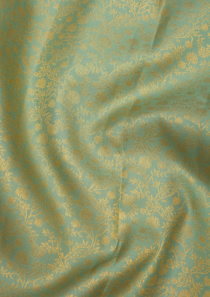 Pista Green Zariwork Pure Silk Saree-Koskii