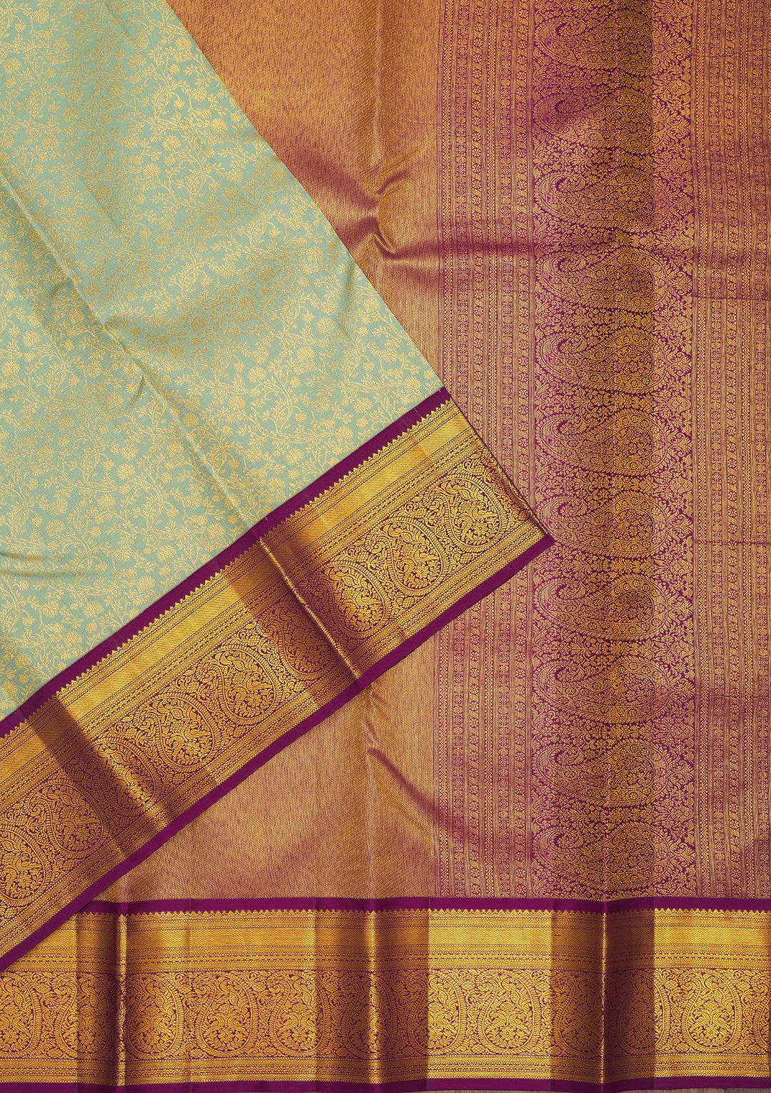 Pista Green Zariwork Pure Silk Saree-Koskii